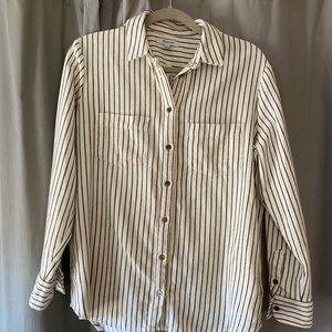 Madewell flannel Sunday shirt button down cream striped Size S - NWT